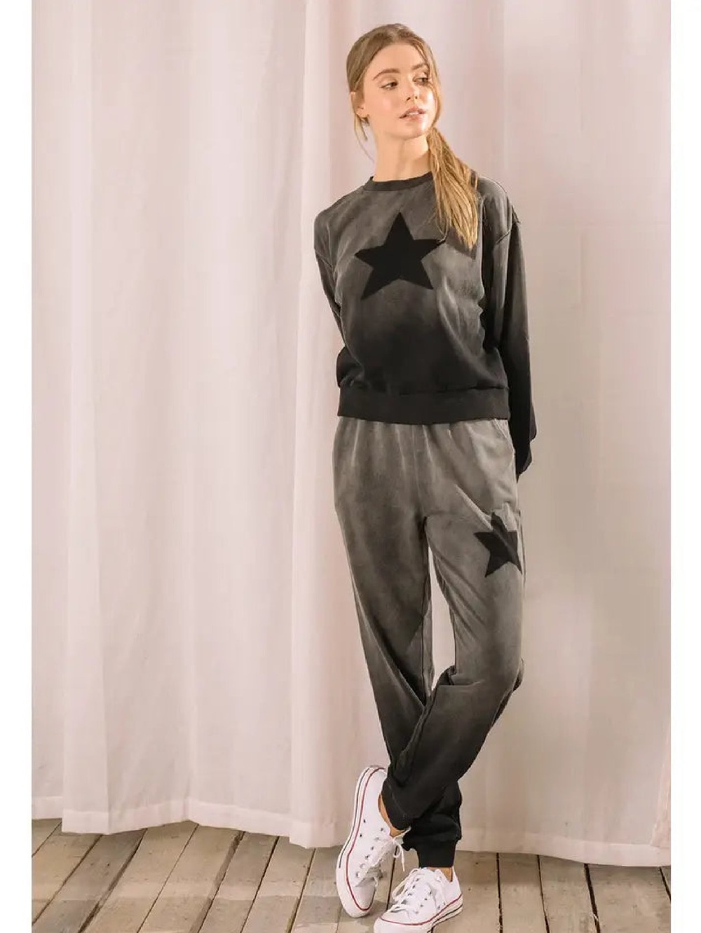Storia Washed Black Star Jogger Set - Black ♥️♥️
